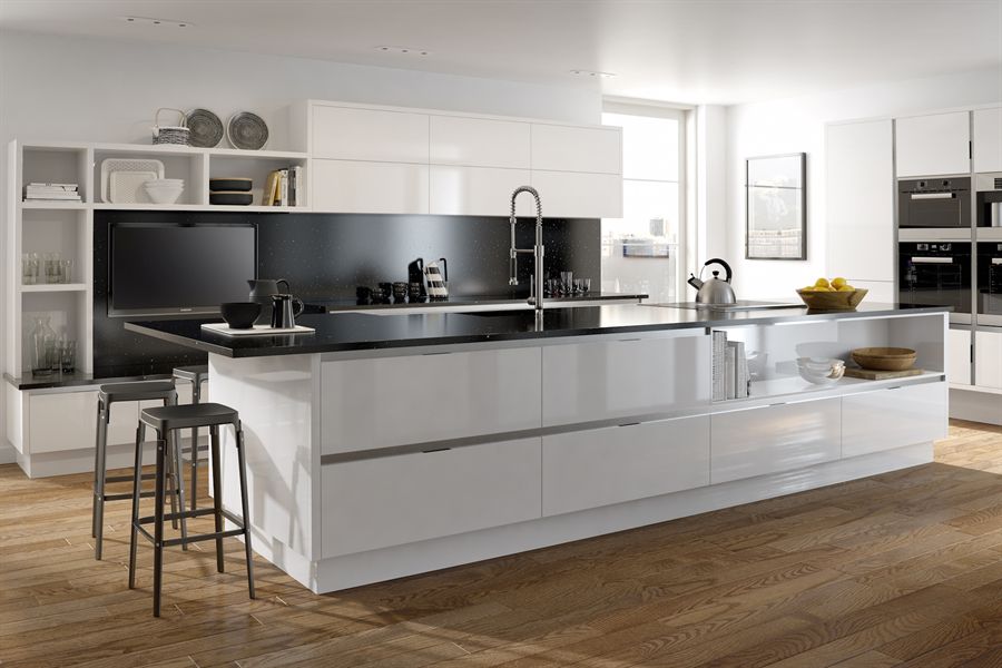 Inset Mattonella Gloss White Kitchen