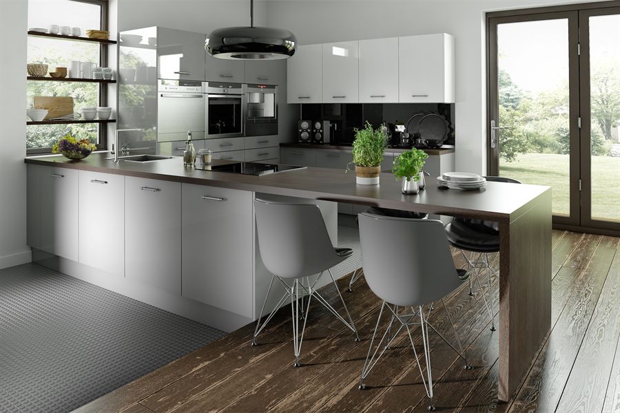 Logica Gloss Grey & White Kitchen