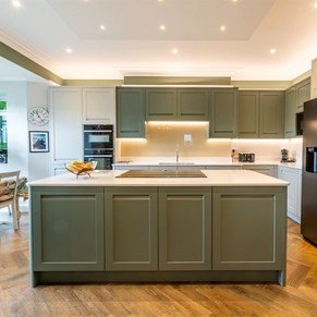 Painted Savoy in Limestone and Botanical with Diore Alba Quartz Worktops